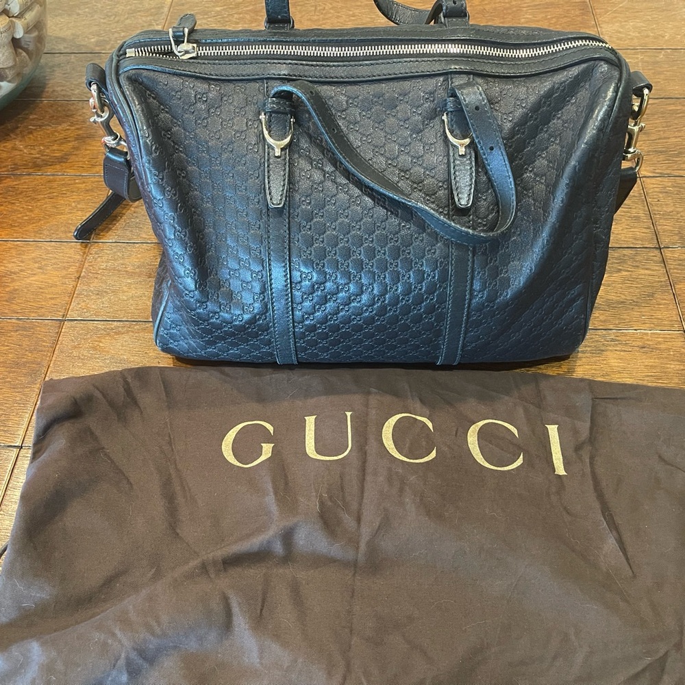 Gucci Midnight Blue Embossed Duffel Bag
